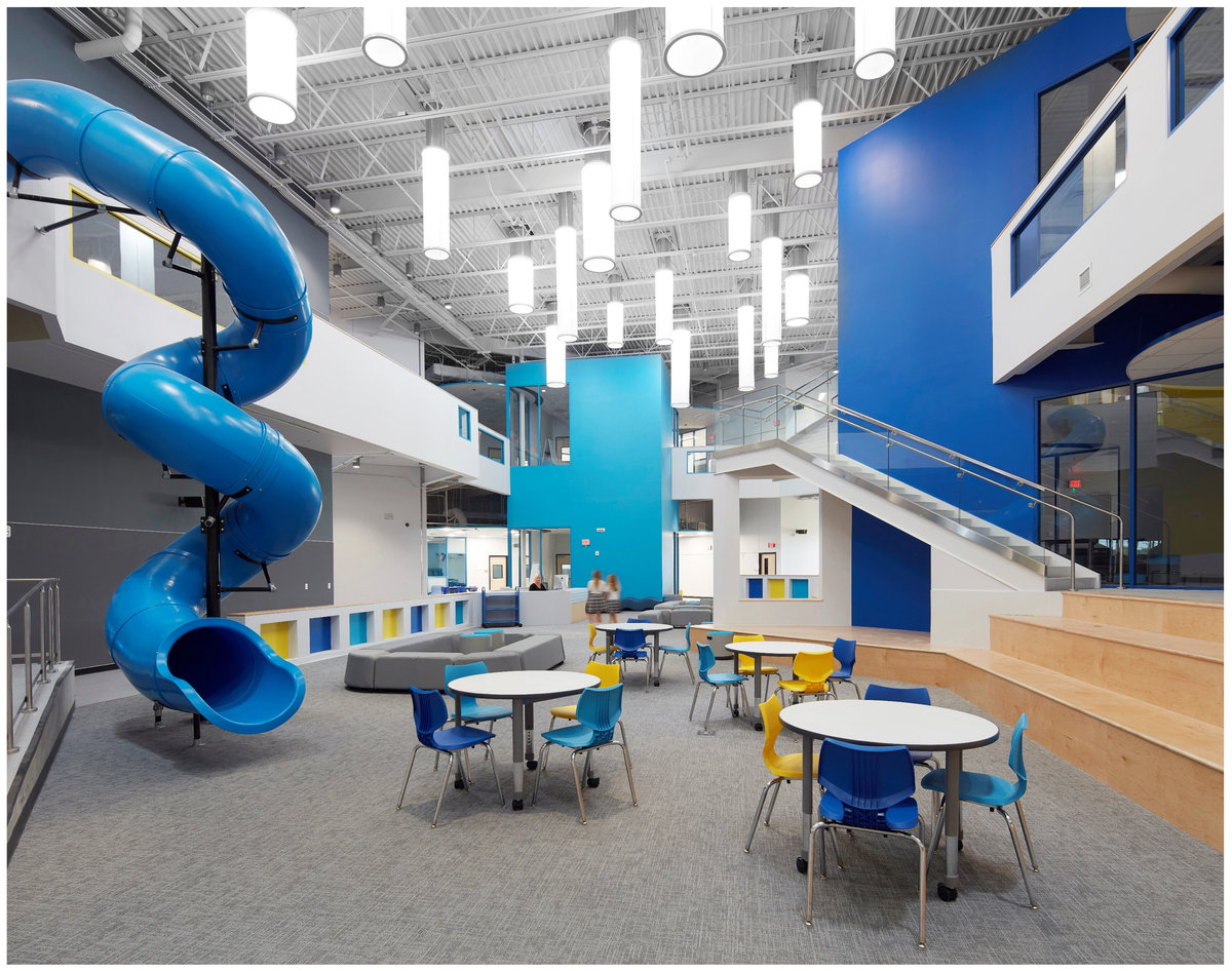 Tubular daylighting devices in a commercial interior
